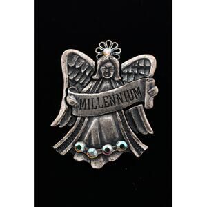 Kenneth Cole Vintage Millenium Pin Brooch Angel Rhinestone Crystal Signed Bin8